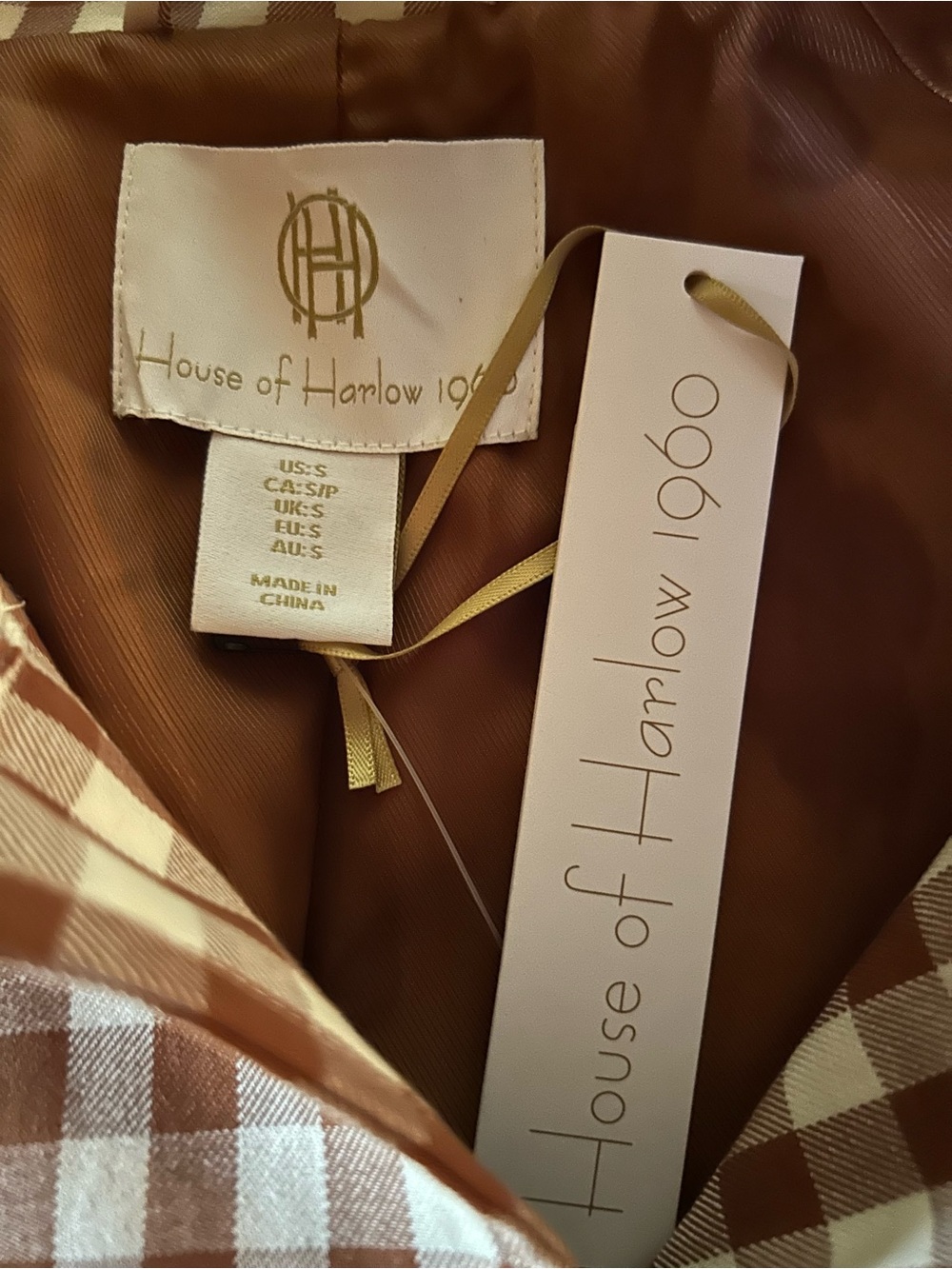 NWT HOUSE OF HARLOW 1960 Trench Coat Gingham Rustic Size Small - Picture 4 of 14